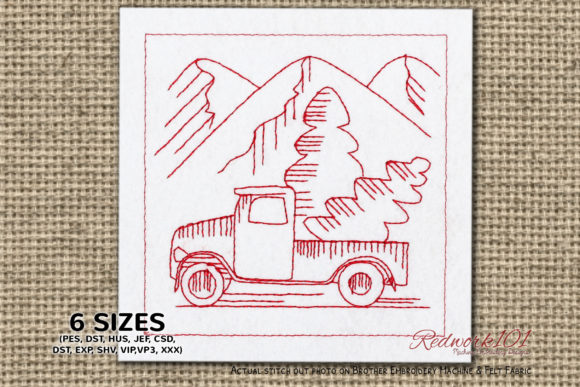 Review: Christmas Tree Carrying Truck Redwork for Craft Fairs