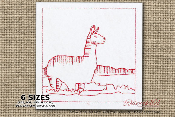 Review: Cute Fluffy Llama Redwork Design for Holiday Sales