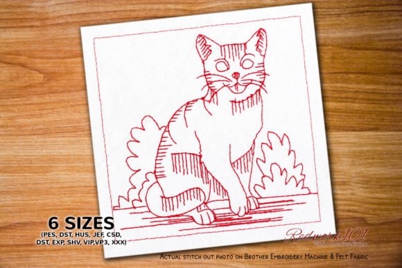 Reviewing Cute Happy Kitten Redwork for Holiday Crafts